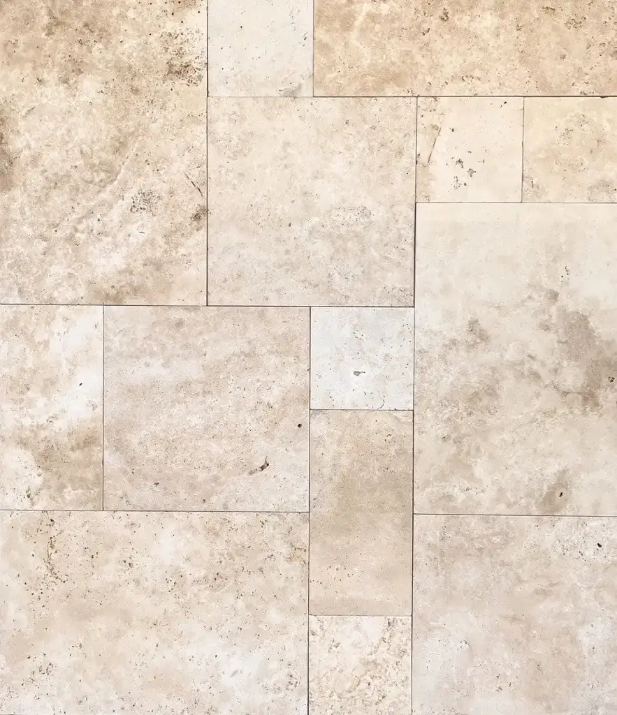 Close up view of Beige Travertine Bathroom Tiles