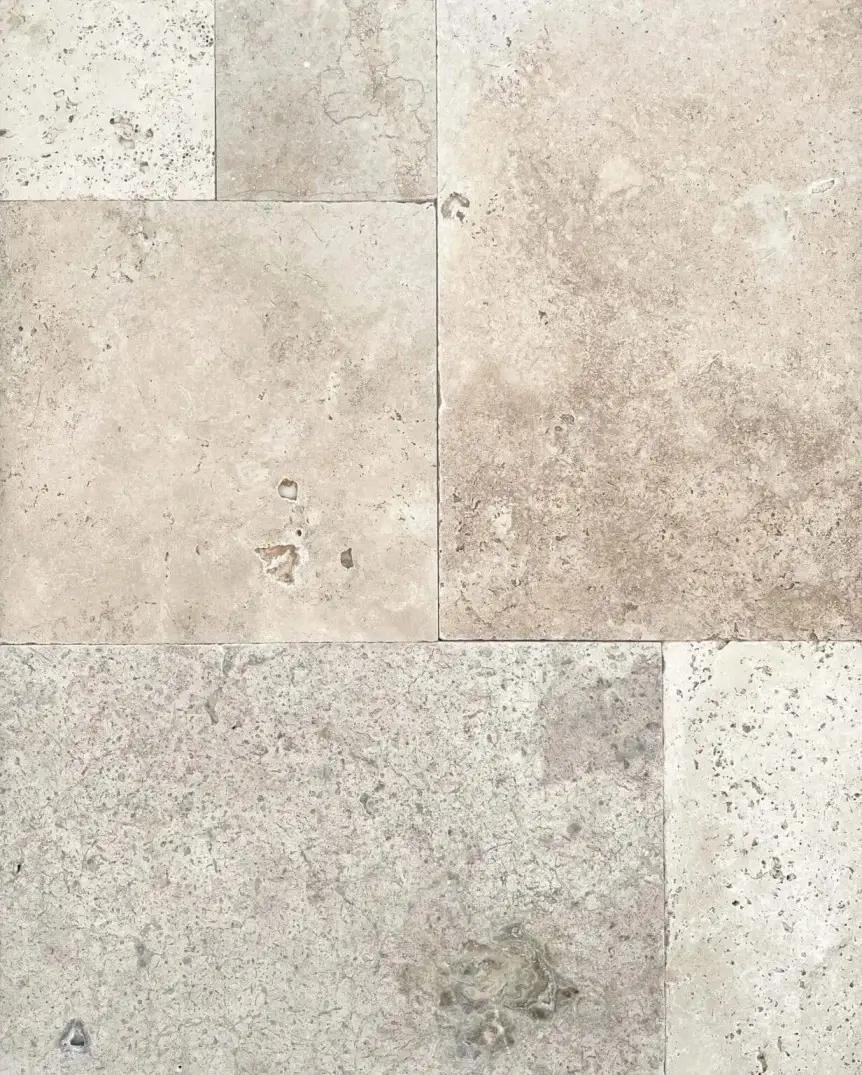 Close Up view of Textured Travertine Tiles