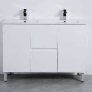 09941 - PVC Pola White Gloss Free Standing Vanity with Double Basin