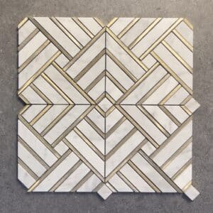 Gold Aluminium & Polished Marble Labyrinth Maze Mosaic 7747