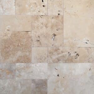 French Pattern YA Beige Tumbled Travertine Paver