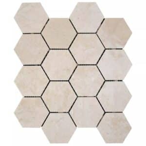 Lilia Cream Hexagon Honed Marble Mosaic 2468