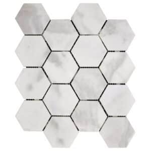 Calacatta Isola Hexagon Honed Marble Mosaic 2470