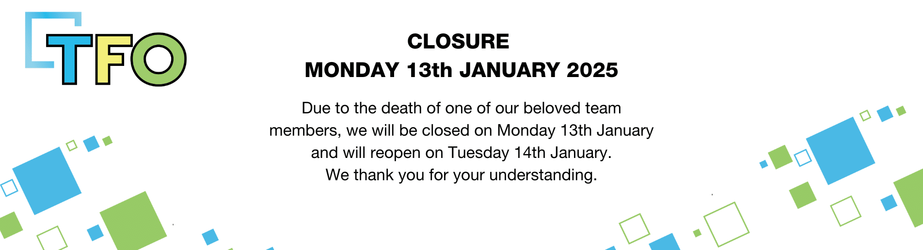 Closure 13th Jan Web Banner (1)